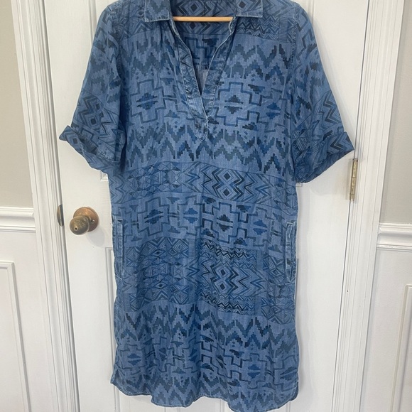Grace Element Large Aztec Shirt Dress Pockets Short Sleeves Southwest - Picture 2 of 8